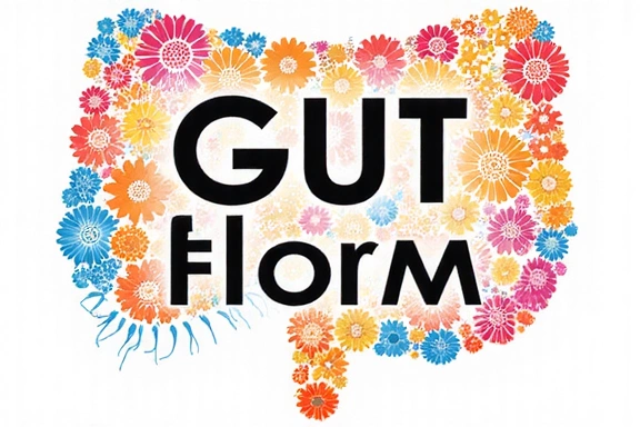 A graphic representation of gut flora with bright, diverse colors, symbolizing a healthy microbiome.
